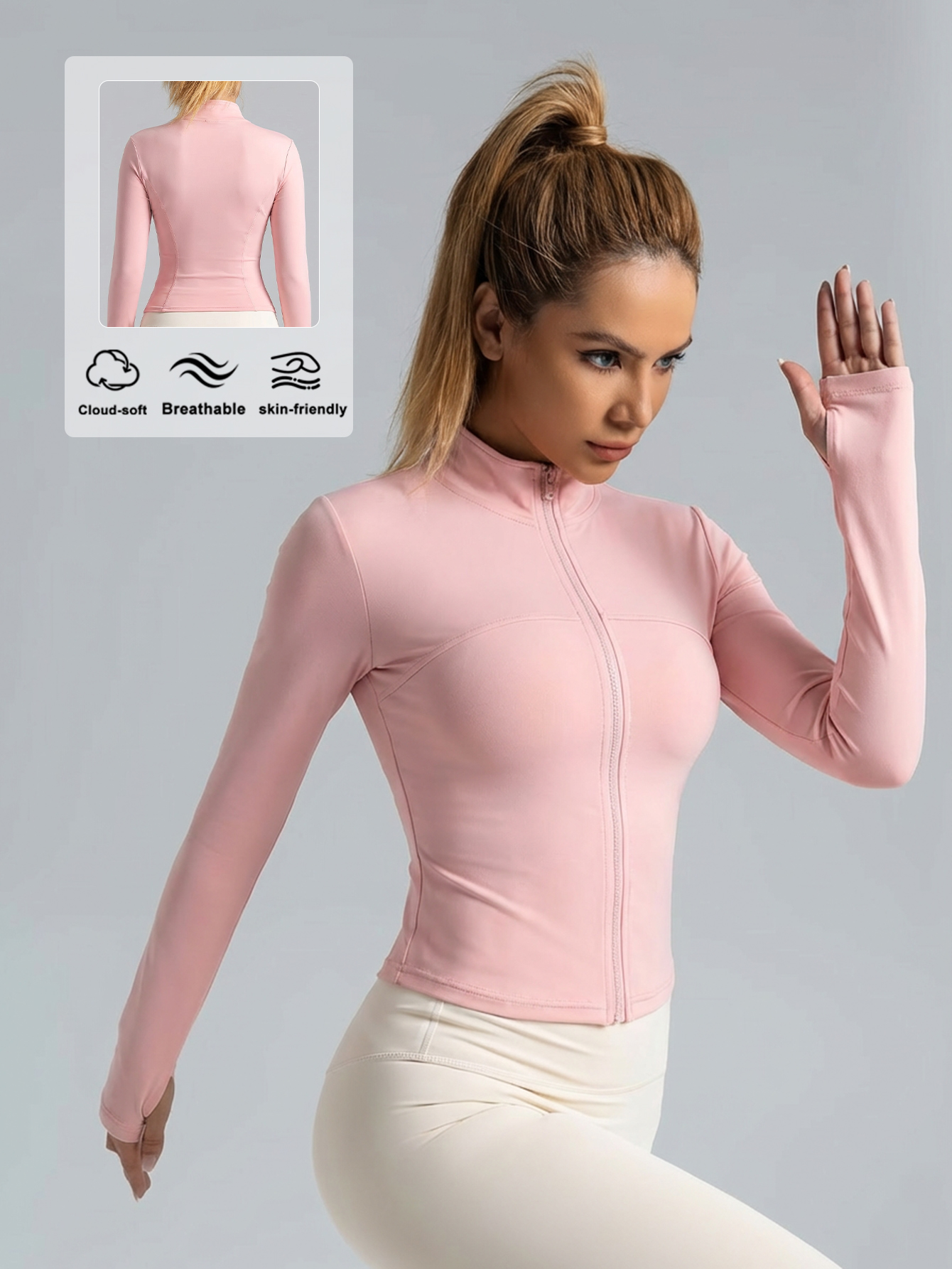 New Women Light pink Yoga Coat - Yoga Fitness & Nutrition Llp reseña y precio