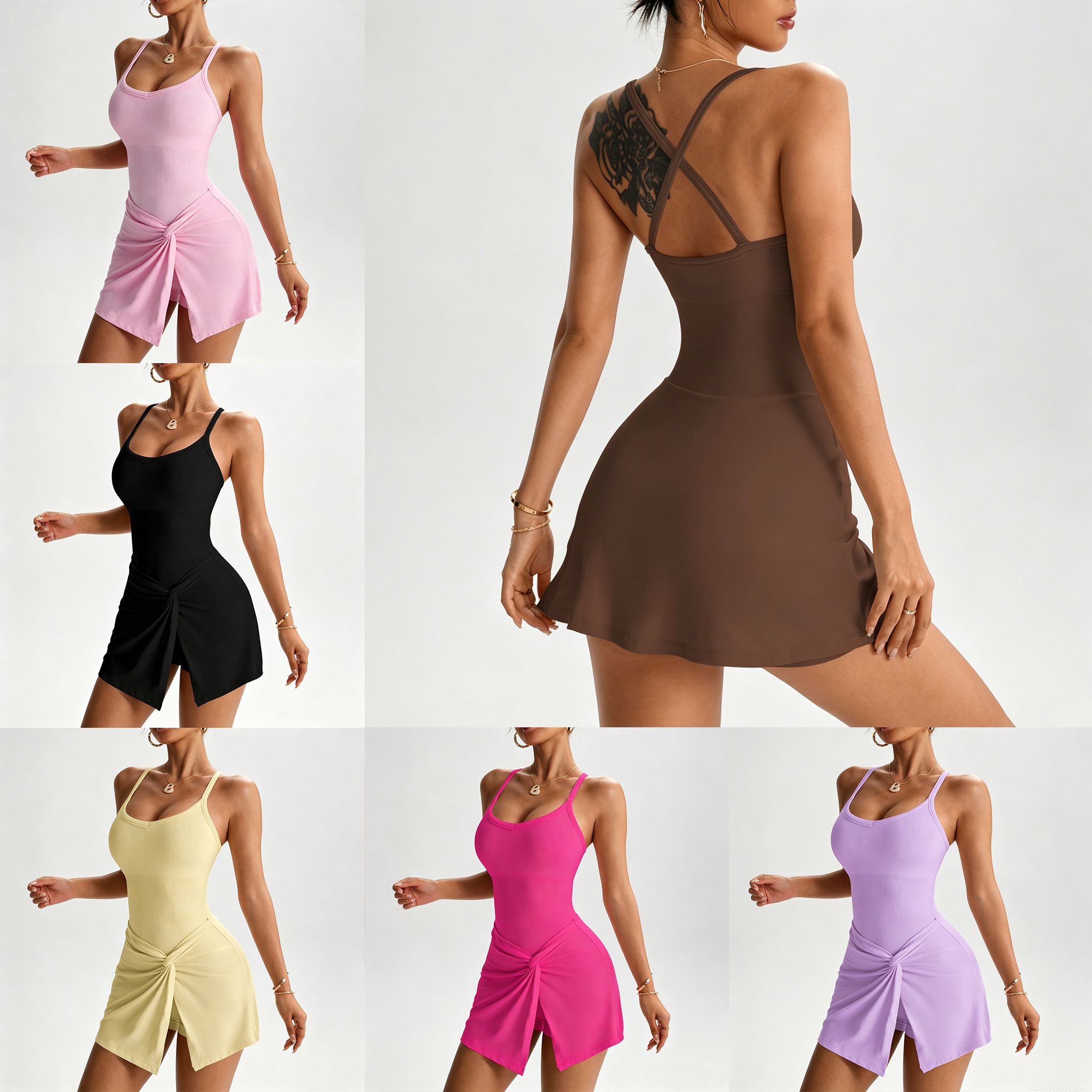 S-L Hollow Out Women Tennis Dr - Yoga Fitness Dress reseña y precio