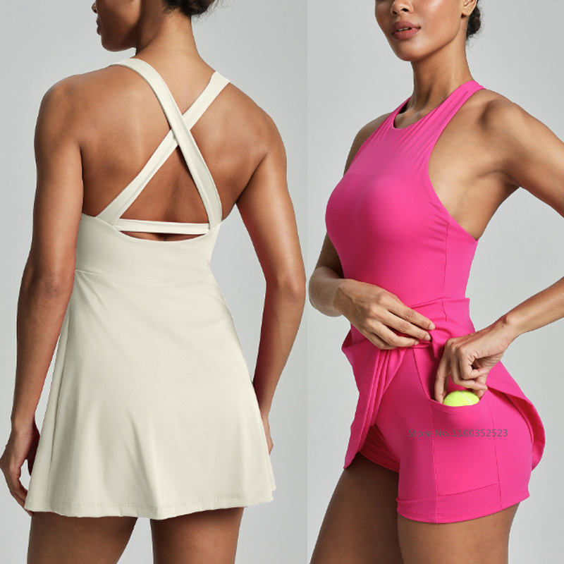 Women Cross Backless Tennis Dr - Yoga Fitness Dress reseña y precio